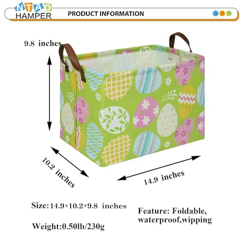 NTAOHAMPER Rectangular Green Easter Basket,Easter Gift Basket Empty,Toys/Books Box,Room Decor(Green Easter Egg) - color: Green Easter Egg