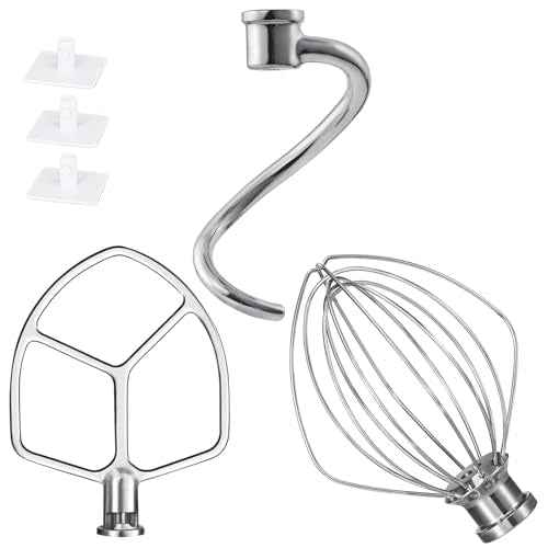 Kitchen Mixers Accessories for KitchenAid Mixer, 6 QT Dough Hook K256WW Wire Whip and Flat Blade Paddle Stainless Steel Attachments for Kitchen aid 5.5-6 Quart Tilt-Head Aid Stand Mixer