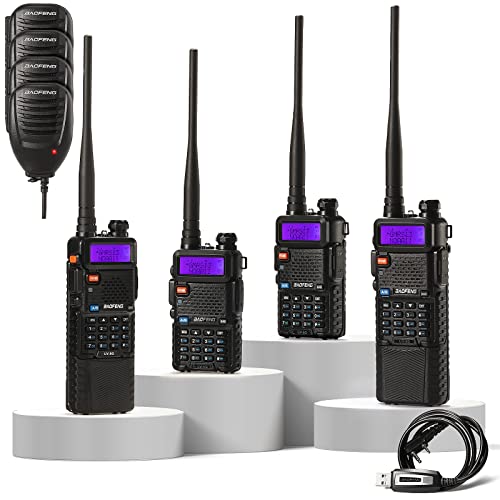 4 Pack BAOFENG UV-5X (UV-5G) GMRS Radio, Long Range Walkie Talkies with 2 Pcs 3800mAh Battery, Two Way Radio with Speaker Mic, GMRS Handheld Radio for Adults, Support Chirp & NOAA