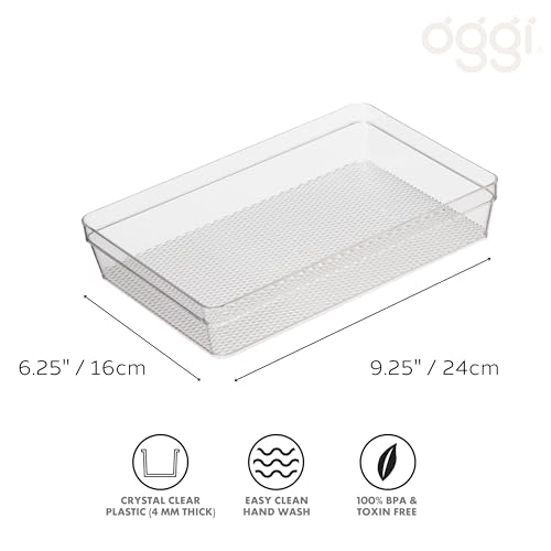 Oggi Drawer Organizer - 6" X 9" - Ideal for Organizing Kitchen Drawers, Office, Desk, Silverware, Kitchen Utensils, Cosmetics and Bathrooms, Rectangular, Clear, 1.0 Count - size: 6" by 9"