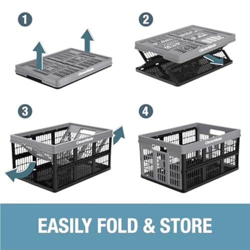 CleverMade Collapsible Utility Crates, Ocean, 3 Pack, 45L/11 Gal, 66 lbs Capacity, Stackable Containers, Heavy Duty, Space-Saving Baskets,Polypropylene (PP) - color: Ocean, size: 45L - 3 Pack