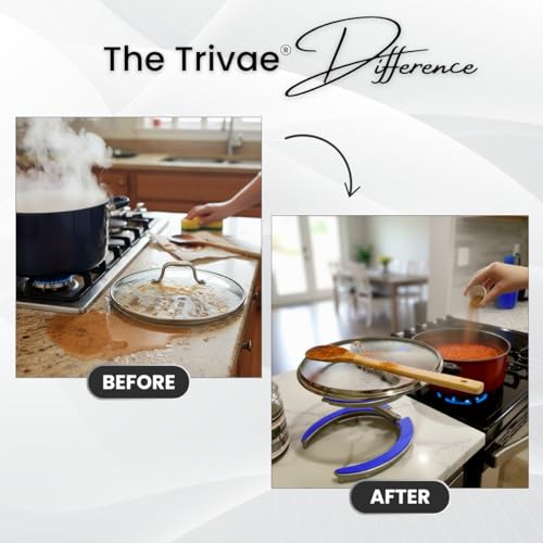 Trivae Pot Lid Holder – 4-in-1 Pot Lid Holder While Cooking, Pan Lid Holder, Trivet & Cake Stand – Versatile Kitchen Tool for Hot Pots, Serving & Display – Space-Saving, Heat-Resistant Stand - color: Royal Blue