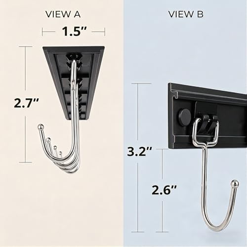 Cociat 2PCS Utensil Racks with 8 Hooks 17 Inch Kitchen Utensil Holders Hanging Utensil Rack Multifunctional (17 inch) - color: BLACK, size: 17 inch & 8 hooks