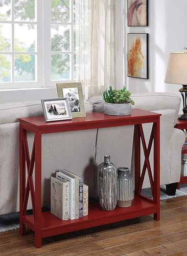 Convenience Concepts Oxford Console Table 39.5" - Sofa Table with Storage Shelf, Transitional Entryway Hall Table for Living Room and Bedroom, Display Foyer Table, Cranberry Red - color: Cranberry Red