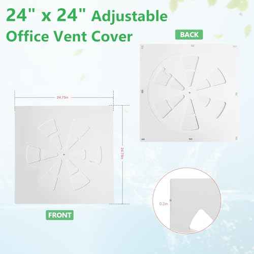 (1 Pack)-24" x 24" Adjustable Office Vent Cover - Durable,For Flat Office Ceiling Vents Ceiling Air Deflector for Conditioner or Heat Air Deflector Magnetic Size approximately: 24.75X24.75IN