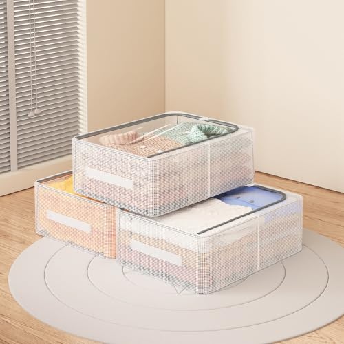 Stackable Shoe Boxes with Clear Lids, 15.8-Inch Boot Storage Bins with Handles for Bedroom Dormitory Under-Bed (3 Pack, 19Qt, 15.8x11.8x6in) - style: 3 Pack