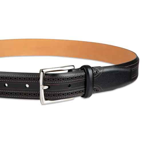 Cole Haan mens Black Leather Dress Belt - Classic Style With Polished Buckle for Work Or Formal Wear