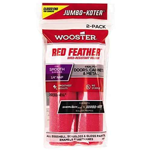 Wooster Brush RR311-4 1/2 Jumbo-Koter Red Feather Shed Resistant Paint Roller Cover, 1/4 in Nap, 4-1/2 in L, 3/4 in, 4.5 Inch
