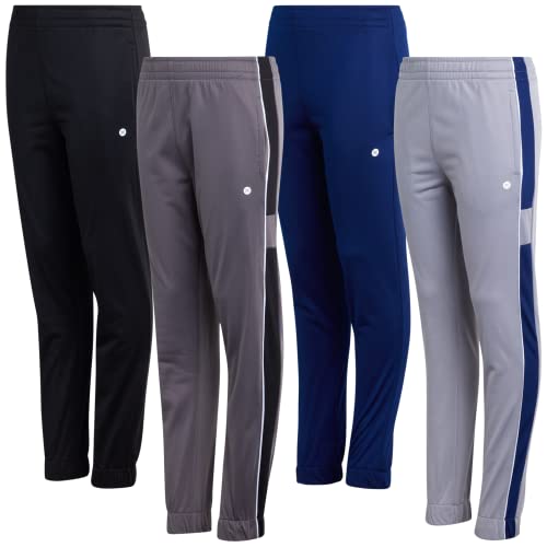 RBX Boys Sweatpants - 4 Pack Active Performance Tricot Boys Joggers with Elastic Waistband - Athletic Pants for Kids (4-20)