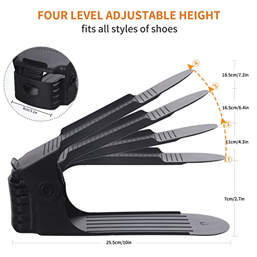 Antigo Shoe Slots Organizer，20 Pcs Adjustable Shoe Stacker for Closet Organization, Double Deck Shoe Rack Holder Storage Space Saver (Black)