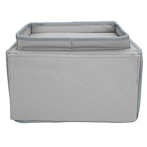 Sofa Armrest Organizer with Cup Holder Tray,4 Pockets Armchair Caddy Bedside Storage Pockets Bag 11.8x7.1x7.1inch TV Remote Control Organizer Armchair Couch Bag (Grey) - color: Grey