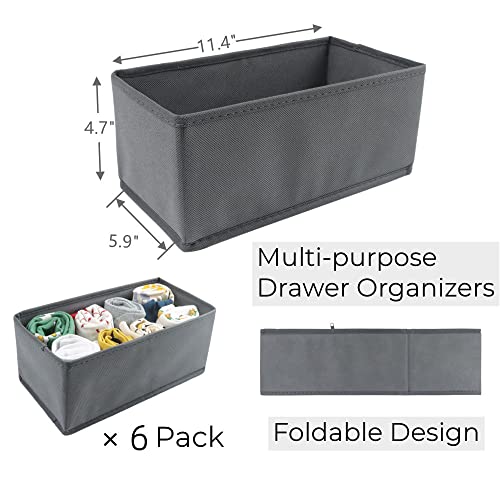KIKILIE 6 Pack Foldable Clothing Organizers, Multi-purpose Drawer Dividers for Shirts, Bra, Socks and Panties (DD5250)