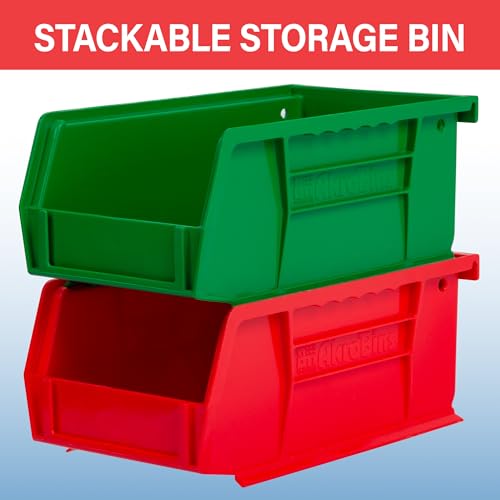 Akro-Mils 30220 AkroBins Plastic Storage Bins, Space-Saving Stackable Bins for Garage, Pantry, Craft Organization, 7" x 4" x 3", Clear, 24-Pack - color: Clear