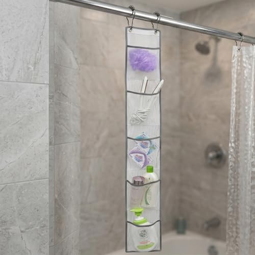 ALYER Hanging Storage Shower Caddy Organizer,Mesh Pockets for Bathroom,Closet,Pantry (Gray) - color: Gray