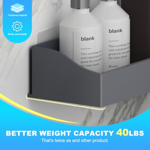 Acrylic Shower Caddy Bathroom Organizer,Rustproof Shower Shelves - No Drilling Wall Mount Shelf, Adhesive Bathroom Storage For Shampoo With Soap Holder 3 Pack - color: Dark Grey