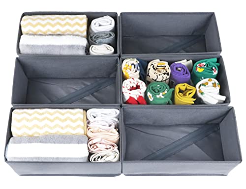 KIKILIE 6 Pack Foldable Clothing Organizers, Multi-purpose Drawer Dividers for Shirts, Bra, Socks and Panties (DD5250)
