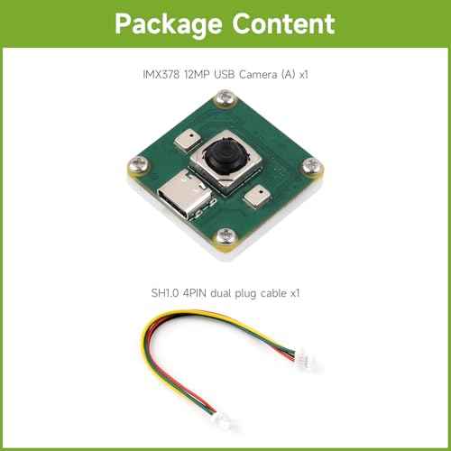 Waveshare IMX378 12MP USB Camera (A), Supports 30 FPS Output, Better Sensitivity in Low-Light Condition, Distortion-Free, Onboard Dual Microphones