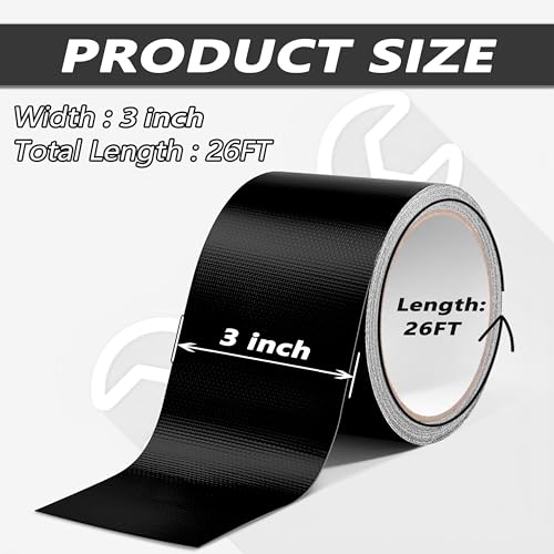 RV Awning Repair Tape Tent Repair kit Tent Patch kit 3inch x 26FT Repair Tape for Canvas, Tent, Sail Tape, Heavy Duty Repair Tape Waterproof, UVproof (Black)