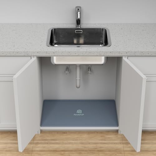 Under Sink Mat, 28" x 19" Silicone Kitchen Cabinet Tray, Waterproof & Flexible Under Sink Liner for Kitchen Bathroom and Laundry Room - size: 19"W x 28"L