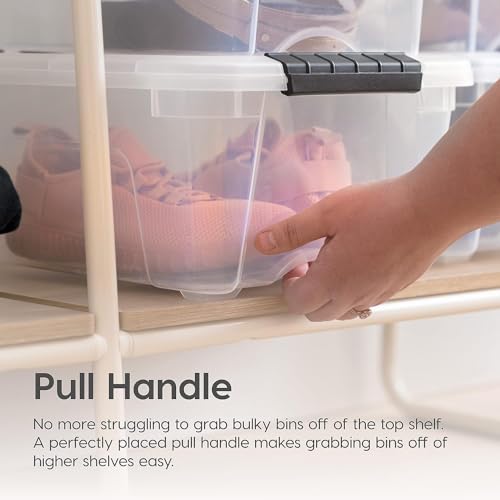IRIS USA 13 QT Plastic Storage Box with Lid and Latches - 4 Pack - BPA-Free, Discreet Organizing Solution, Durable Nestable Stackable Containers, Secure Pull Handle - Pearl - size: 13 Qt, style: 4 Pack