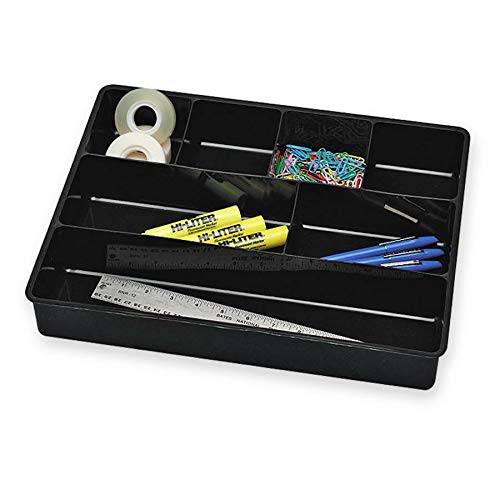 Rubbermaid Extra Deep Desk Drawer Director Tray, Plastic, 11.875 x 15 x 2.5 Inches, Black (Pack of 2) - size: 7 Section (Pack of 2)