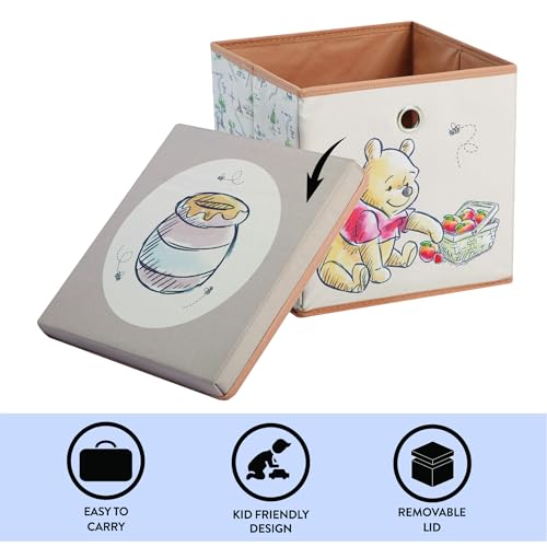 Idea Nuova Winnie the Pooh Collapsible Storage Cube with removable Lid, 10" Wx10 Hx10 D - color: Winnie The Pooh