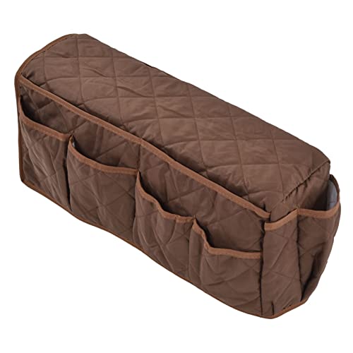 Armrest Organizer for Recliner Couch Sofa Chair, Dustproof Waterproof Armchair Caddy Remote Control Holder with 14 Multifunctional Storage Pockets for Smart Phone, Book, Magazines(Brown)
