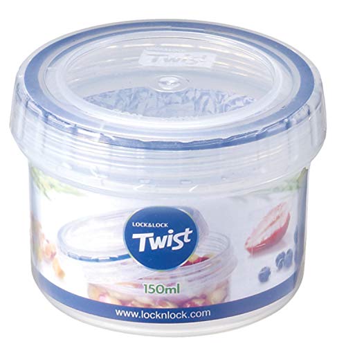 LocknLock Easy Essentials Twist Food Storage lids/Airtight containers, BPA Free, Short - 5 oz - for Candies, Clear - size: 5 Ounce