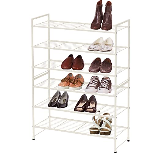 Simple Houseware 3-Tier Stackable Shoes Rack Storage Shelf, White - color: White, style: Wired Grid Panel