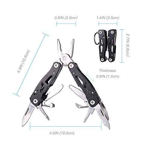MINI Multitool Pliers, Birthday Christmas Gifts for Men Boyfriend Dad Husband Women, Pocket Knife 14-In-1, Rugged and Practical Portable Computer and Bike Gadgets, Black Camping and Survival Tools