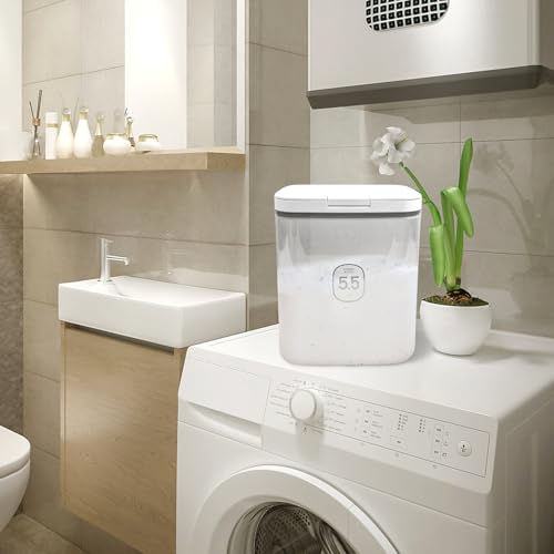 5.5L Laundry Detergent Dispenser with One-Press Lid Laundry Powder Container for Laundry Room Organization & Storage Pod and Airtight Dishwasher Pod Holder for Bead Powder, 1 Pack