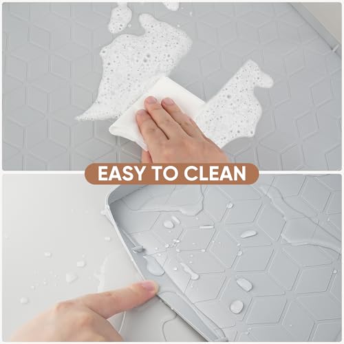 BALEINE 34''×22'' Under Sink Mat, Waterproof Food Grade Silicone Undersink Mat, Cabinet Shelf Drip Tray, Under Sink Liner for Kitchen, Bathroom (Grey) - color: Gray