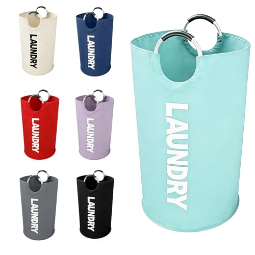 A large 90 liter laundry basket that can be folded for easy carrying. Suitable for bathrooms, laundry rooms, and travel (Blue) - color: Blue