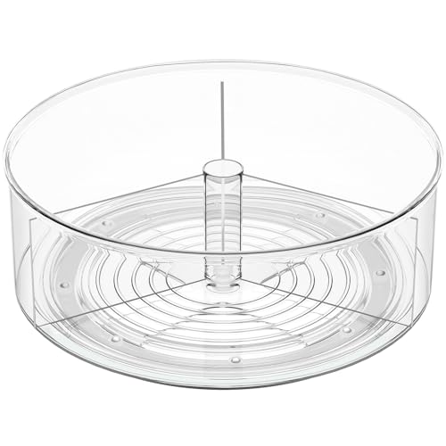 Divided Drink Packet Organizer, Largr Rotating Clear Lazy Susan Turntable for Powdered Drink Mix, Water Drink Packet Holder, Water Flavor Packet, Coffee, Tea – Space-Saving Countertop Organizer - size: 1 Pack - Large 3 Section