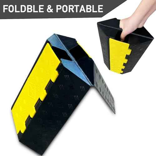Foldable1 Channel Rubber Cable Protector Wire Hose Protective Ramp 22000Lbs Load Capacity Traffic Speed Bump for Asphalt Concrete Gravel Driveway Indoor Outdoor (1PACK)