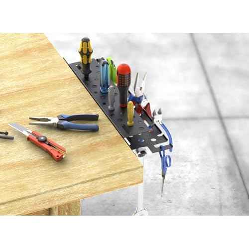 WallMount Tool Storage Rack, 17'' Screwdriver Holder Organizer, Equipped Suspension Holes for Pneumatic Tools