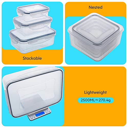 JSCARES 44 PCS Food Storage Container with Lid (22 Lids & 22 Containers) - Leakproof Meal-Prep Containers for Kitchen Storage Reusable Plastic Microwave/Dishwasher Safe with Labels & Pen - color: 5-22 Pack