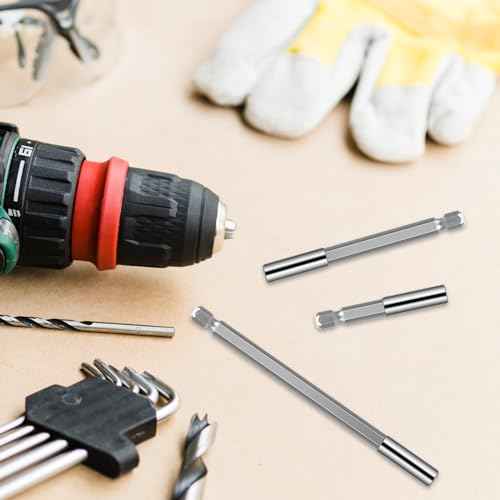 3PCS Magnetic Drill Bit Extension Holder 1/4" Hex Shank Magnetic Screwdriver Bit Holder S2 Steel Impact Driver Bit Set for Automotive Maintenance DIY Repair Work, 2, 4, 6-inch Extensions