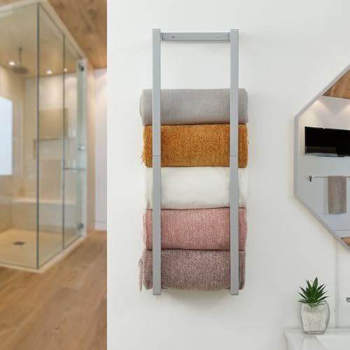 Wall Mounted Metal Bathroom Towel Rack for Modern Small Spaces - Rolled Towel Holder with 3 Compartments - color: Silver