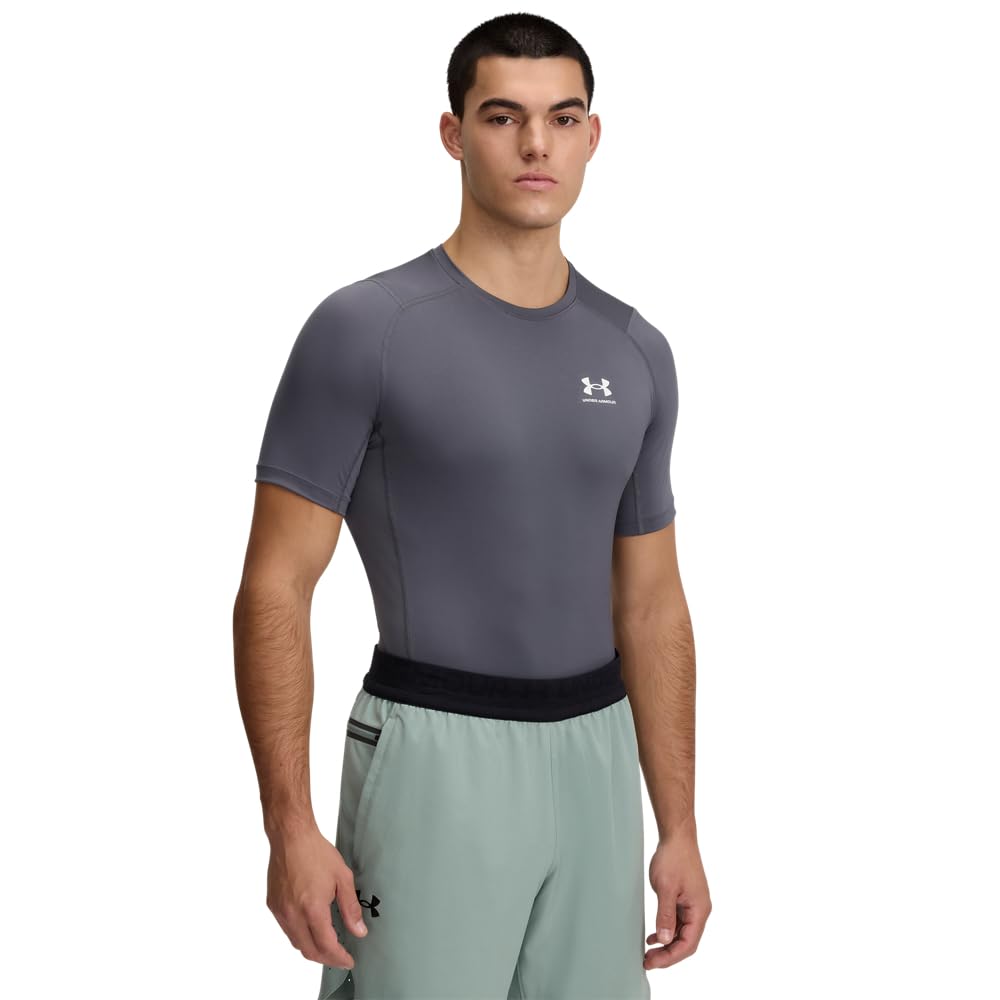 Under Armour Men's Armour HeatGear Compression Short-Sleeve T-Shirt, (025) Castlerock / / White, 3X-Large Tall