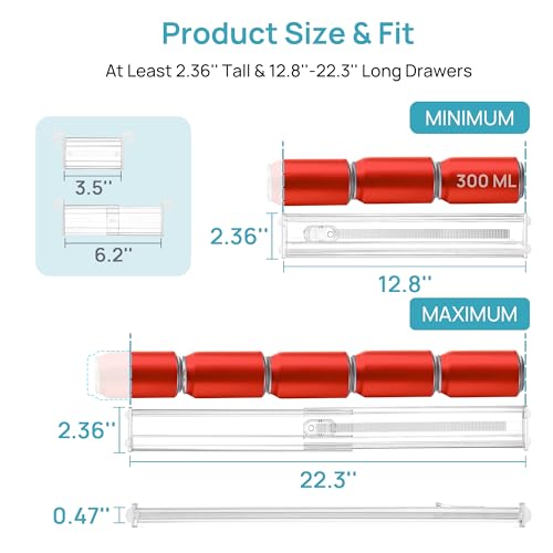 Vtopmart 2.36” Drawer Dividers with Expandable Inserts, 12.8"-22.3" Adjustable Kitchen Drawer Organizer, Clear Plastic Organizer Separator for Flatware, Utensil, Cutlery, 8 Dividers with 14 Inserts - size: Short-2.36" with Inserts