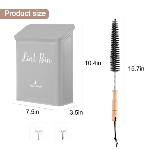 SUBEKYU Metal Magnetic Lint Bin for Laundry Room, Wall Mounted Lint Box Holder with Lid for Dryer,Light Grey - color: Light Grey