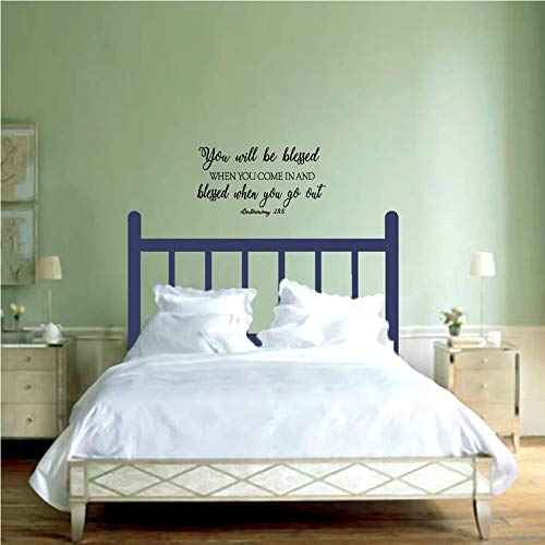 You Will be Blessed When You Come in and Blessed When You go Out - Deuteronomy 28:6 Vinyl Wall Decal God Bless Quotes Decoration Home DIY Entryway Christian Handwriting Art