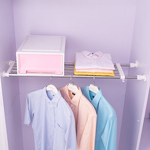 Hershii Expandable Closet Tension Shelf Rod Adjustable Storage Rack Heavy Duty DIY Organizer Divider for Wardrobe Cupboard Kitchen Bathroom - size: 50-80cm/19.68-31.49inches