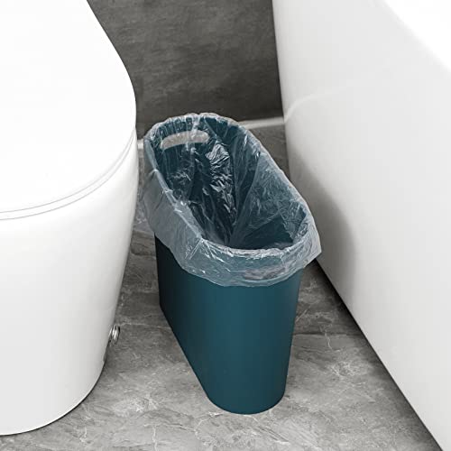 rejomiik Small Trash Can, 3.5 Gallon Slim Garbage Can Plastic Waste Basket with Handles Container Bin for Narrow Spaces Bathroom, Bedroom, Kitchen, Office at Home, Teal Blue - color: Teal Blue, size: 1 pack
