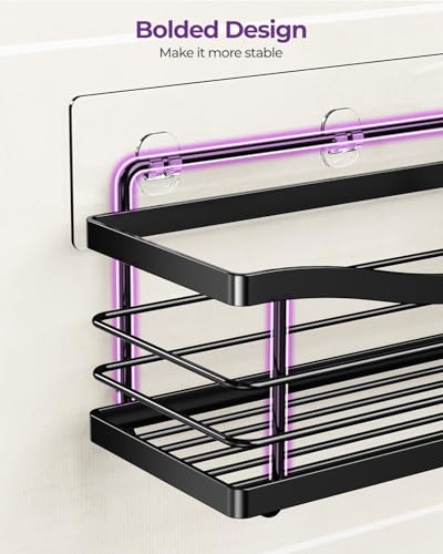 ODesign Shower Caddy 3 Pack-Shower Organizer Shelves Rack Rustproof SUS304 Stainless Steel for Bathroom Storage&Kitchen-No Drilling Adhesive Shower Caddy Shelf with 4 Hooks Suction Cup-Black - color: Black