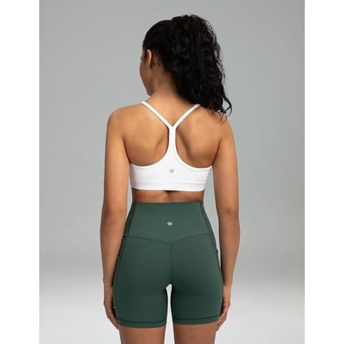 Colorfulkoala Women's Dreamlux Y Back Sports Bra Low Impact Padded Workout Top with Built in Bra A-C Cups
