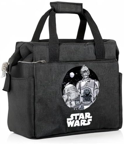 PICNIC TIME Star Wars Droids On The Go Lunch Bag, Soft Cooler Lunch Box, Insulated Lunch Tote, Leak-Resistant Work Lunchbox, Reusable Thermal Cooler Bag, (Black)