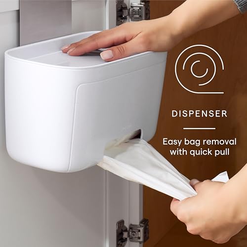 YouCopia DoorStash Garbage Bag Dispenser, Hanging Kitchen Cabinet Door Trash Bag Organizer with Removable Lid for Storage, Speckled White - size: Garbage Bag Dispenser