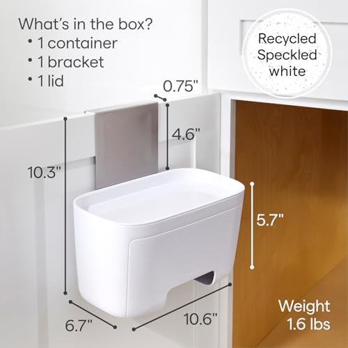 YouCopia DoorStash Garbage Bag Dispenser, Hanging Kitchen Cabinet Door Trash Bag Organizer with Removable Lid for Storage, Speckled White - size: Garbage Bag Dispenser